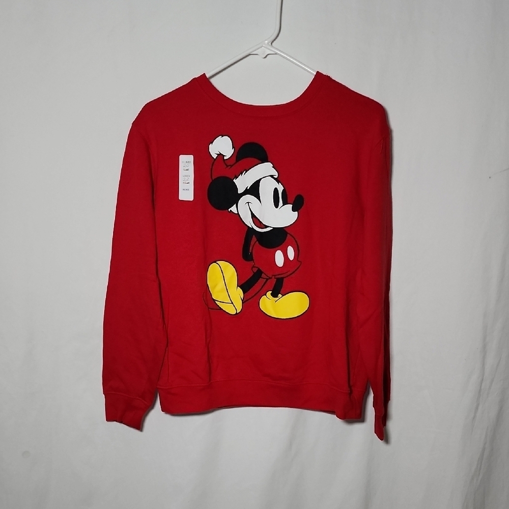Disney Red Mickey Mouse Holiday Crew Neck Sweater